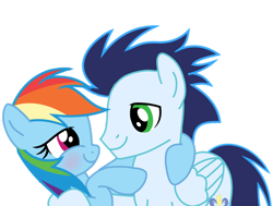 Size: 1280x968 | Tagged: safe, artist:soarindasher10, rainbow dash, soarin', pegasus, pony, blushing, female, looking at each other, looking at someone, male, mare, ship:soarindash, shipping, simple background, smiling, smiling at each other, stallion, straight, transparent background