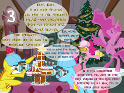 Size: 1440x1080 | Tagged: safe, artist:bronybyexception, carrot cake, cup cake, gingerbread, pinkie pie, princess luna, alicorn, earth pony, pony, g1, g4, advent calendar, binoculars, candy, christmas, christmas tree, clothes, female, food, gingerbread (food), gingerbread house, goggles, hard hat, hat, holiday, jackhammer, male, mare, married couple, married couples doing married things, rock candy, stallion, sugarcube corner, this will end in tears, tree