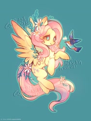 Size: 1620x2160 | Tagged: safe, artist:xinjinjumin2409998, fluttershy, bird, pegasus, spread wings, wings