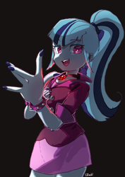 Size: 2480x3508 | Tagged: safe, artist:izuchi, sonata dusk, human, equestria girls, g4, black background, female, simple background, solo