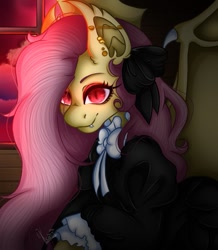 Size: 693x794 | Tagged: safe, artist:kayomii, fluttershy, bat pony, pony, g4, bat ponified, claws, ear piercing, earring, fangs, female, flutterbat, fluttergoth, jewelry, mare, piercing, race swap, solo, wing claws, wings