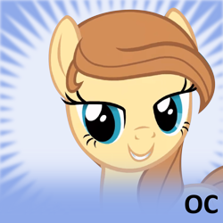 Size: 1024x1024 | Tagged: safe, oc, oc only, oc:cream heart, earth pony, pony, derpibooru, g4, bust, female, mare, meta, portrait, solo, spoilered image joke, text