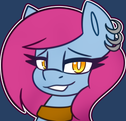 Size: 2737x2625 | Tagged: oc name needed, safe, artist:askhypnoswirl, oc, oc only, earth pony, collar, commission, ear piercing, earring, earth pony oc, eyelashes, icon, jewelry, looking at you, piercing, smiling, smiling at you