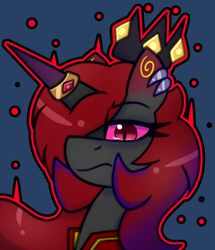 Size: 2060x2400 | Tagged: oc name needed, safe, artist:askhypnoswirl, oc, oc only, unicorn, clothes, commission, crown, ear piercing, earring, eyelashes, frown, horn, horn ring, icon, jewelry, piercing, regalia, ring, unicorn oc