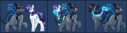 Size: 10000x2580 | Tagged: safe, artist:askhypnoswirl, rarity, oc, oc:shadow step, demon, demon pony, unicorn, bell, canon x oc, comic, commission, corrupted, duo, duo female, female, horn, soul, soul stealing, transformation