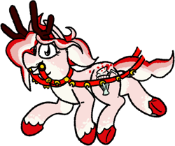 Size: 436x364 | Tagged: safe, artist:dinexistente, antlers, christmas, commission, holiday, jingle bells, looking at you, ych result