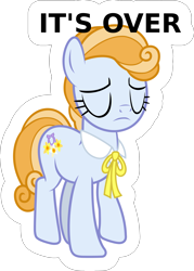 Size: 4467x6225 | Tagged: safe, artist:firlin123, honey bulb, earth pony, pony, g4, my little pony: friendship is magic, the perfect pear, absurd resolution, eyes closed, female, it's over, mare, sad, simple background, solo, sticker, transparent background, vector, western bow tie