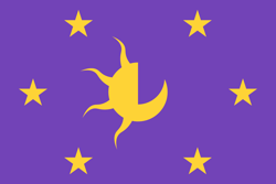 Size: 3064x2041 | Tagged: safe, artist:l3afbutt, flag, flag of equestria, moon, no pony, purple background, simple background, stars, sun