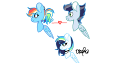 Size: 749x376 | Tagged: safe, artist:okamiplayzyt, rainbow dash, soarin', pegasus, pony, female, male, mare, offspring, parent:rainbow dash, parent:soarin', parents:soarindash, ship:soarindash, shipping, simple background, stallion, straight, transparent background