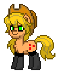 Size: 199x244 | Tagged: safe, applejack, earth pony, pony, pony town, black socks, clothes, digital art, hat, pixel art, socks