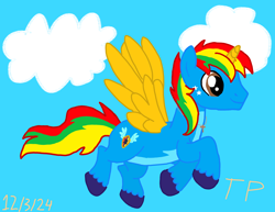 Size: 3300x2550 | Tagged: safe, artist:babyshowfan, oc, oc:shield wing, alicorn, g4, alicorn oc, flying, horn, male, wings