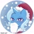 Size: 2028x2048 | Tagged: safe, artist:eltrash_art6, trixie, pony, unicorn, g4, blushing, christmas, clothes, costume, cute, diatrixes, fake beard, female, hat, holiday, horn, icon, mare, santa costume, santa hat, snow, solo