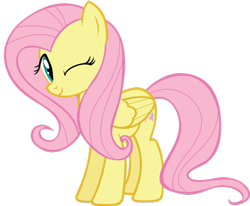 Size: 900x742 | Tagged: safe, artist:landboom, fluttershy, pony, one eye closed, simple background, solo, transparent background, vector, wink