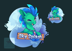 Size: 7014x4962 | Tagged: safe, artist:cutepencilcase, oc, oc only, oc:sky splash, hippogriff, seapony (g4), solo, watermark