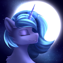 Size: 611x610 | Tagged: safe, artist:polinatess, princess luna, alicorn, pony, full moon, moon, solo