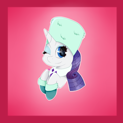 Size: 2000x2000 | Tagged: safe, artist:kathepart, rarity, g4, christmas, clothes, eyeshadow, hat, holiday, looking at you, makeup, one eye closed, simple background, solo