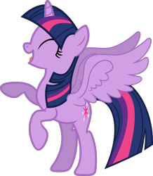 Size: 3098x3549 | Tagged: safe, artist:porygon2z, edit, vector edit, twilight sparkle, alicorn, pony, g4, eyes closed, female, mare, open mouth, open smile, simple background, smiling, solo, spread wings, transparent background, twilight sparkle (alicorn), vector, wings