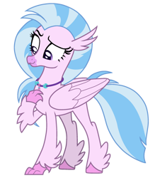 Size: 1750x2000 | Tagged: safe, artist:lnx1ynight16, silverstream, classical hippogriff, hippogriff, g4, eyebrows, hand on chest, jewelry, looking at something, necklace, raised eyebrow, vector