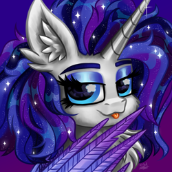 Size: 3000x3000 | Tagged: safe, artist:sunamoonmlp, derpibooru exclusive, oc, oc only, oc:sunamoon, alicorn, pony, g4, beautiful, cute, eyelashes, eyeshadow, female, horn, looking at you, makeup, mare, pfp, smiling, smiling at you, staring at you, stars, tongue out, wings