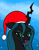 Size: 1177x1500 | Tagged: safe, artist:vomitvomiting, derpibooru exclusive, queen chrysalis, changeling, changeling queen, pony, g4, christmas, christmas changeling, female, gradient background, holiday, looking at you, snow, snowfall, solo, tongue out