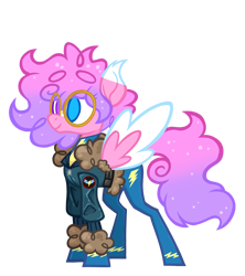 Size: 1727x1948 | Tagged: safe, artist:ccrystalonyxx, oc, oc only, oc:cherry blossom, pegasus, bomber jacket, clothes, commission, female, glasses, heterochromia, jacket, mare, pegasus oc, solo, uniform, wonderbolts uniform