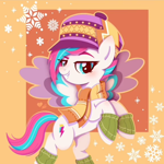 Size: 608x606 | Tagged: safe, artist:ghots_of_anarchy, zipp storm, pegasus, pony, g4, g5, my little pony: make your mark, winter wishday, clothes, concave belly, female, g5 to g4, generation leap, looking at you, mare, passepartout, solo, winter outfit