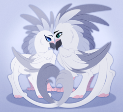 Size: 1100x1000 | Tagged: safe, artist:purplegrim40, oc, oc only, griffon, duo