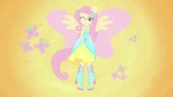 Size: 1280x716 | Tagged: safe, fluttershy, human, equestria girls, g4, element of kindness, female, kindness, ponied up, solo