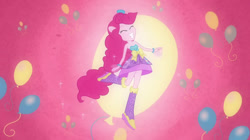 Size: 1280x716 | Tagged: safe, pinkie pie, human, equestria girls, g4, element of laughter, female, laughing, ponied up, solo