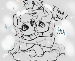 Size: 2024x1640 | Tagged: safe, artist:kristina, oc, pony, christmas, commission, couple, duo, holiday, hug, love, snow, ych sketch, your character here