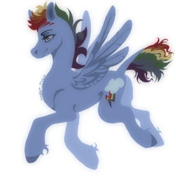 Size: 1919x1919 | Tagged: safe, artist:mdnght-thndr, rainbow dash, pegasus, pony, female, leonine tail, mare, short mane, signature, simple background, solo, tail, white background