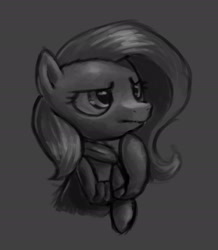 Size: 1840x2108 | Tagged: safe, artist:generic namefag, fluttershy, pony, g4, clothes, dark, drawthread, female, grayscale, mare, monochrome, solo, sweater, touching chin