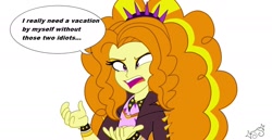 Size: 1920x989 | Tagged: safe, artist:jenna56, adagio dazzle, equestria girls, g4, female, implied aria blaze, implied sonata dusk, simple background, solo, speech bubble, vacation, white background