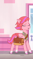 Size: 600x1080 | Tagged: safe, screencap, windy, pegasus, pony, g5, my little pony: tell your tale, very bad hair day, bag, cropped, eyes closed, female, mare, saddle bag, solo