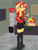 Size: 1620x2160 | Tagged: safe, artist:gibsterboy5, sunset shimmer, human, equestria girls, g4, bag, board, boots, clothes, complex background, ear piercing, earring, female, handbag, high heel boots, high heels, indoors, jacket, jewelry, leather, leather boots, leather jacket, leather skirt, long neck, miniskirt, office, piercing, platform boots, pointing, shelf, shoes, signature, skirt, solo, standing, table, text, trash can, wristband