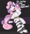 Size: 3000x3400 | Tagged: safe, artist:flutterthrash, sweetie belle, pony, unicorn, g4, ammunition belt, black background, choker, clothes, dialogue, eyebrows, eyebrows visible through hair, female, high res, horn, horse puns, lidded eyes, mare, older, older sweetie belle, open mouth, open smile, simple background, sitting, smiling, socks, solo, spiked choker, striped socks, thigh highs, wristband