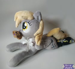 Size: 1280x1181 | Tagged: safe, artist:percypawz, derpy hooves, original species, pegasus, plush pony, pony, g4, cute, food, muffin, plushie, toy, wings