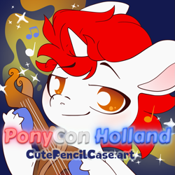 Size: 937x937 | Tagged: safe, artist:cutepencilcase, oc, oc only, oc:stroopwafeltje, pony, unicorn, horn, ponycon holland, solo, unicorn oc