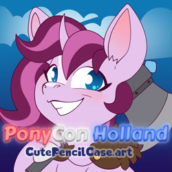 Size: 937x937 | Tagged: safe, artist:cutepencilcase, oc, oc only, oc:fan brush, pony, unicorn, female, horn, mare, ponycon holland, solo, unicorn oc