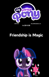 Size: 406x638 | Tagged: safe, artist:keroncaton3, screencap, twilight sparkle, alicorn, g4, my little pony: friendship is magic, 2025, columbia pictures, cutie mark, grin, hasbro, hasbro logo, logo, movie, movie poster, outline, smiling, title, twilight sparkle (alicorn)