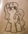 Size: 3000x3674 | Tagged: safe, artist:dariarchangel, oc, oc only, oc:dazha, pony, unicorn, g4, adorable face, c:, cute, cute face, cute smile, female, female oc, hairband, horn, long tail, looking up, mare, monochrome, ocbetes, pen drawing, pen sketch, pony oc, sketch, small horn, smiling, solo, standing, tail, traditional art, unicorn oc