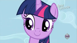 Size: 1280x720 | Tagged: safe, screencap, twilight sparkle, alicorn, g4, my little pony: friendship is magic, princess twilight sparkle (episode), female, hub logo, logo, solo, the hub, twilight sparkle (alicorn)