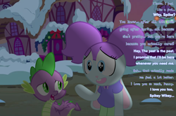 Size: 2100x1395 | Tagged: safe, spike, oc, oc:penelope, dragon, rabbit, animal, bowtie, clothes, dress, evening, ponyville, ship:spikelope, shipping, snow, spikelove, stroll, walking