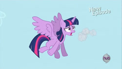 Size: 1280x720 | Tagged: safe, screencap, twilight sparkle, alicorn, g4, my little pony: friendship is magic, princess twilight sparkle (episode), female, hub logo, logo, solo, the hub, twilight sparkle (alicorn)