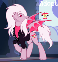 Size: 1280x1370 | Tagged: safe, artist:vi45, oc, bat pony, pony, clothes, indoors, jacket, male, slender, solo, stallion, thin