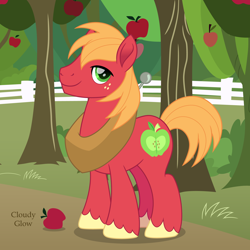 Size: 2000x2000 | Tagged: safe, artist:cloudy glow, big macintosh, earth pony, pony, g4, apple, apple tree, food, male, movie accurate, outdoors, solo, stallion, sweet apple acres, tree, vector