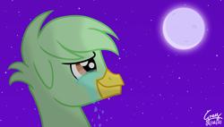 Size: 6000x3408 | Tagged: safe, artist:gregory-the-griffon, oc, oc only, oc:gregory griffin, griffon, g4, looking up, male, moon, night, outdoors, smiling, stars, teary eyes