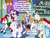 Size: 1440x1080 | Tagged: safe, artist:bronybyexception, coco pommel, fleur-de-lis, rarity, sassy saddles, g4, advent calendar, christmas, christmas wreath, clipboard, clothes, ear piercing, ear studs, friendship school, hat, holiday, lingerie, makeup, mannequin, piercing, santa hat, scarf, wreath