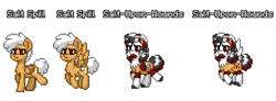 Size: 941x345 | Tagged: safe, artist:veprem, oc, oc:salt spill, oc:salt-upon-wounds, pegasus, pony, fallout equestria, pony town, branded, dashite, female, mare, pixel art, raider, sprite, tribal, war paint