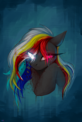 Size: 2000x3000 | Tagged: safe, artist:darky_wings, oc, oc only, oc:darky wings, pegasus, pony, crying, error, female, glitch, glitch art, sad, sketch, teary eyes